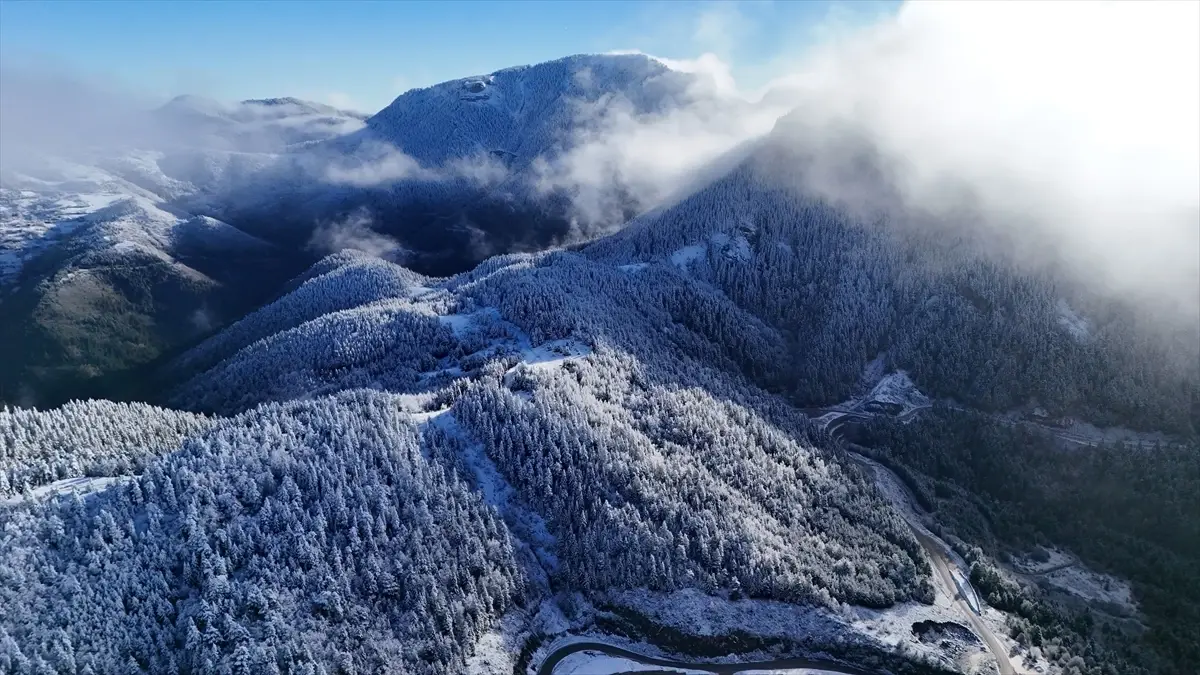 Yaralıgöz Geçidi\'nde Kar ve Sis Manzarası