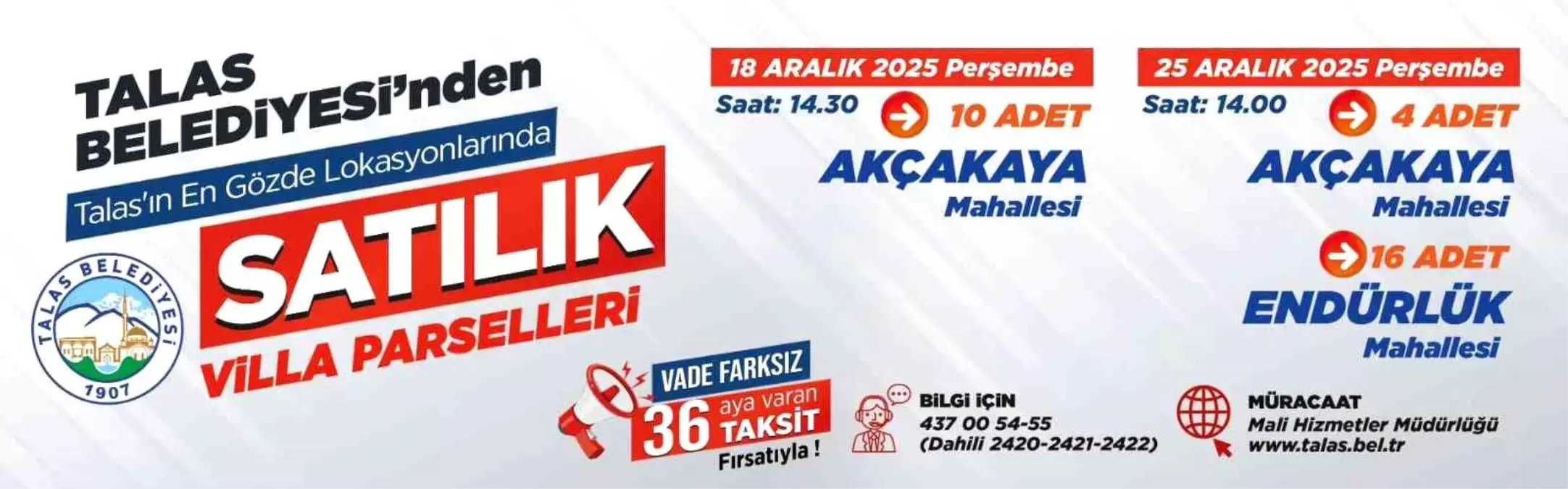 Talas Belediyesi\'nden villa parseli fırsatı