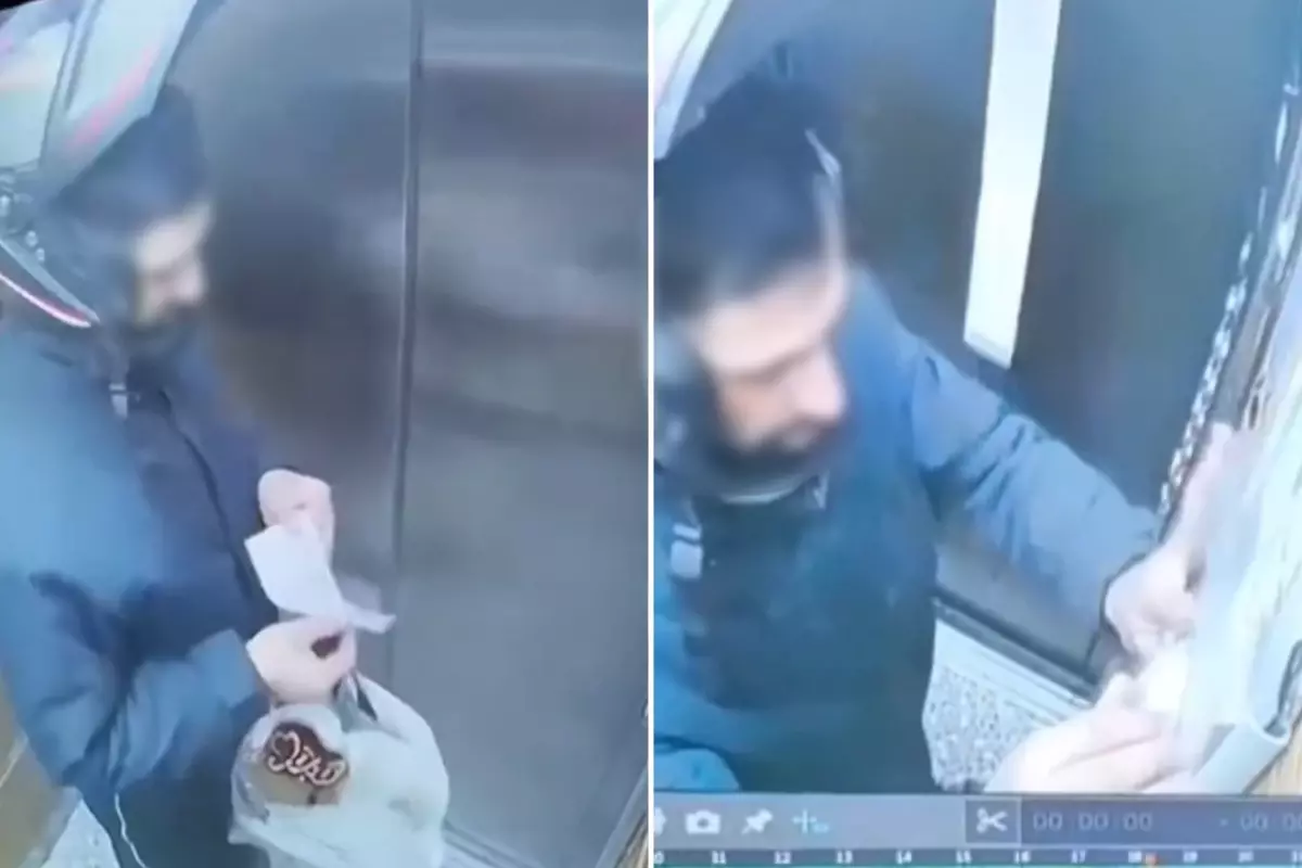 Atatürk\'ün portresini tükürüp yırtan kuryenin yaptığı yanına kalmadı