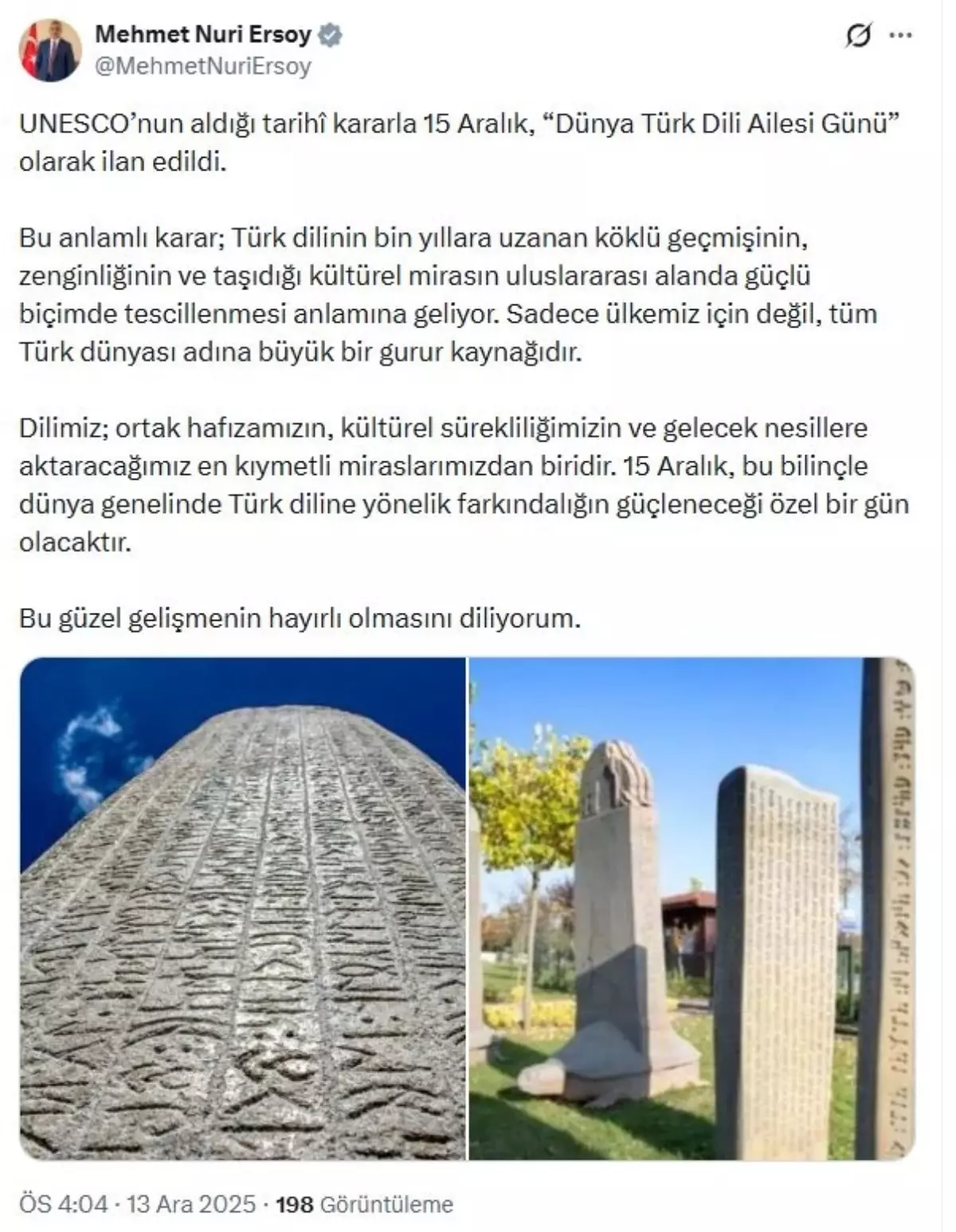 15 Aralık Dünya Türk Dili Günü