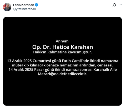 Merkez Bankası Başkanı Fatih Karahan'ın acı günü Merkez Bankası Başkanı Fatih Karahan'ın acı günü