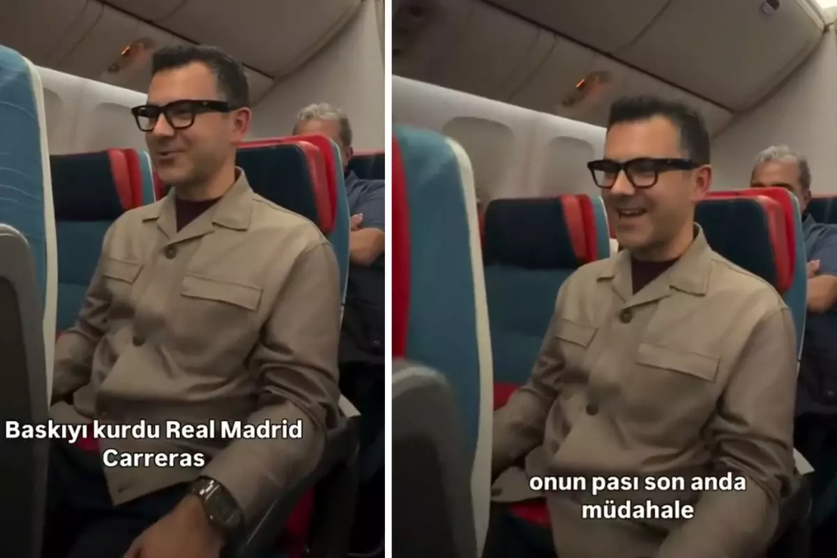 Özkan Öztürk, uçak yolculuğu sırasında spikerlik yaptı 