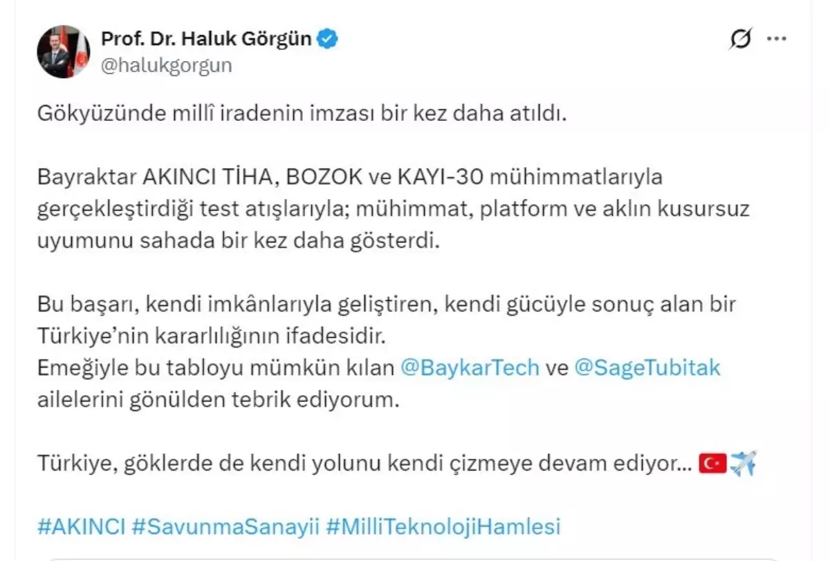 Bayraktar AKINCI TİHA\'dan Başarılı Test Atışları
