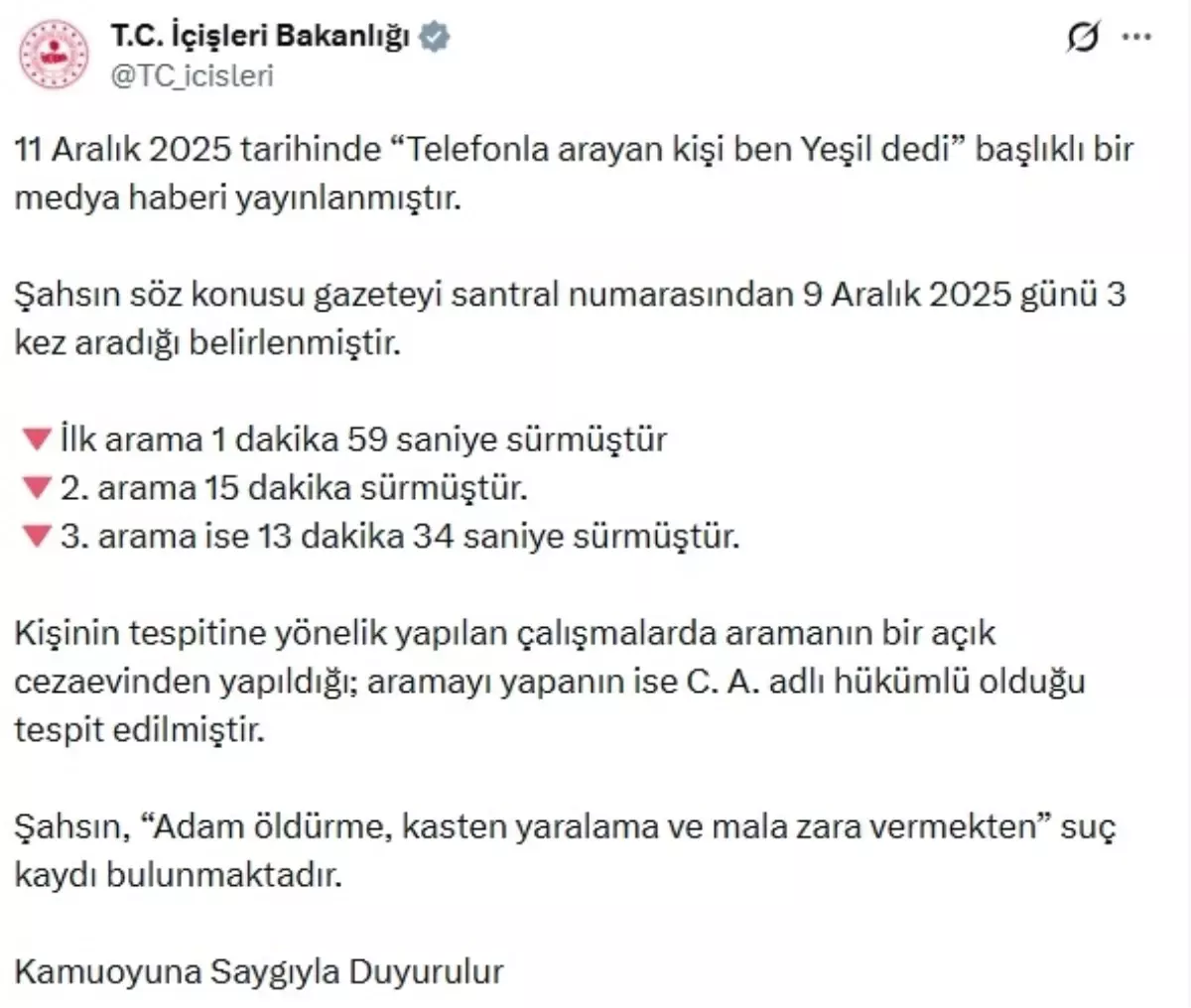 Yeşil Kodu Sahte Kişi Hükümlü Çıktı