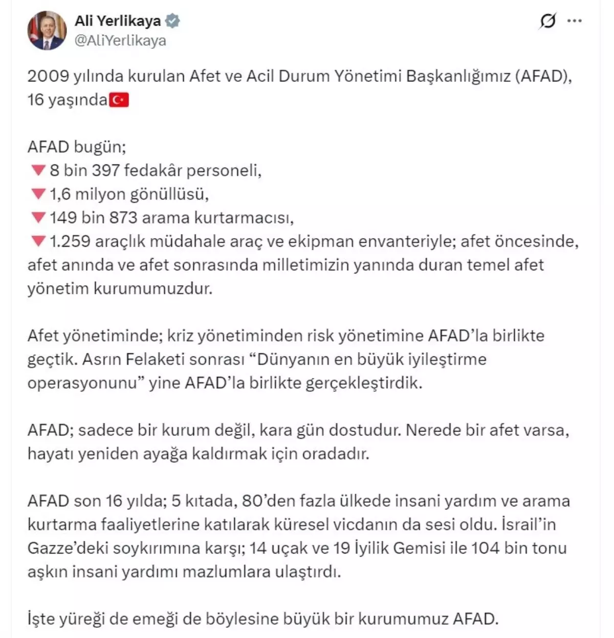 AFAD, 16. Yılında Küresel Vicdanın Sesi
