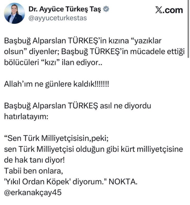 Türkeş'in kızından MHP'ye Leyla Zana tepkisi: Allah'ım ne günlere kaldık