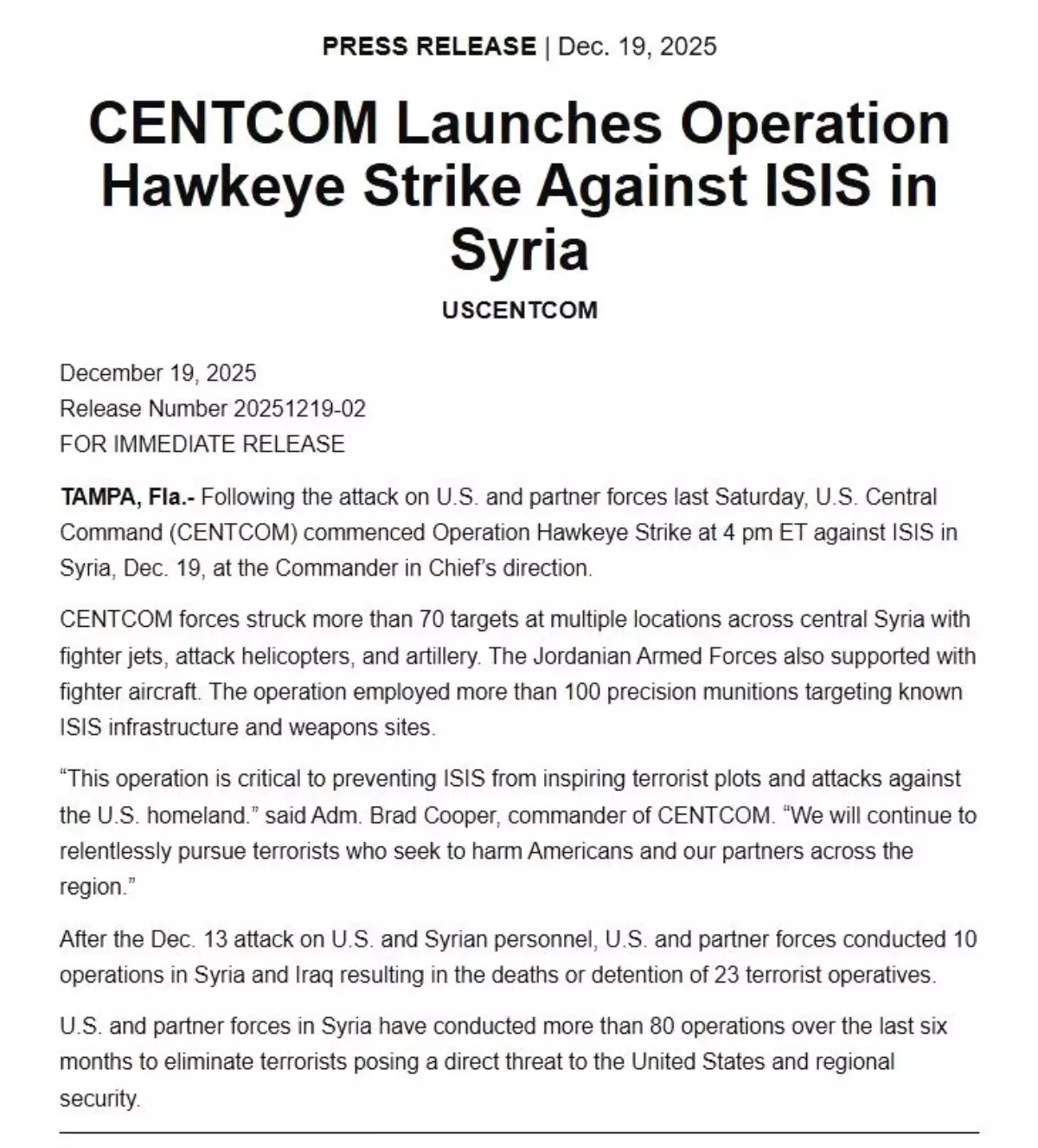 ABD\'den Suriye\'de DEAŞ\'a Operasyon