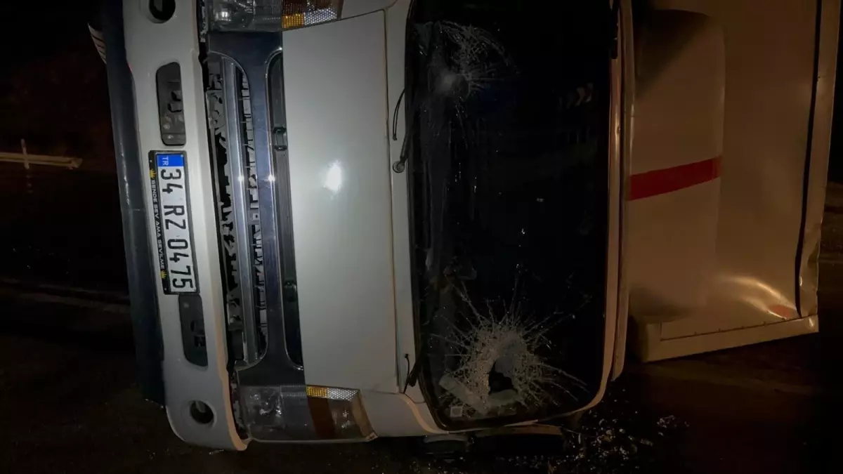 İznik\'te Kamyon Devrildi, Şoför Yaralandı