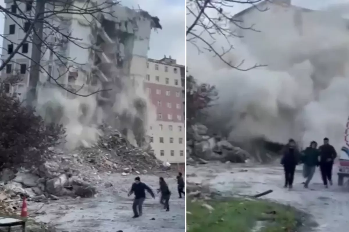 10 katlı bina "kontrollü" şekilde yıkıldı, çocuklar son anda kurtuldu