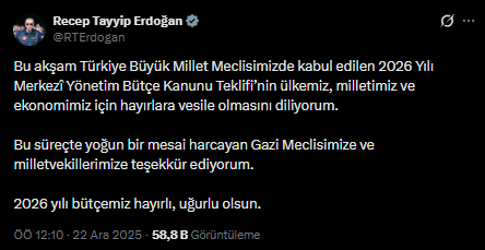 2026 yılı bütçesi Meclis Genel Kurulu'nda kabul edildi