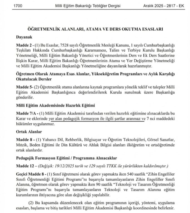 Öğretmenlikte bir devrin sonu! MEB pedagojik formasyonu resmen kaldırdı