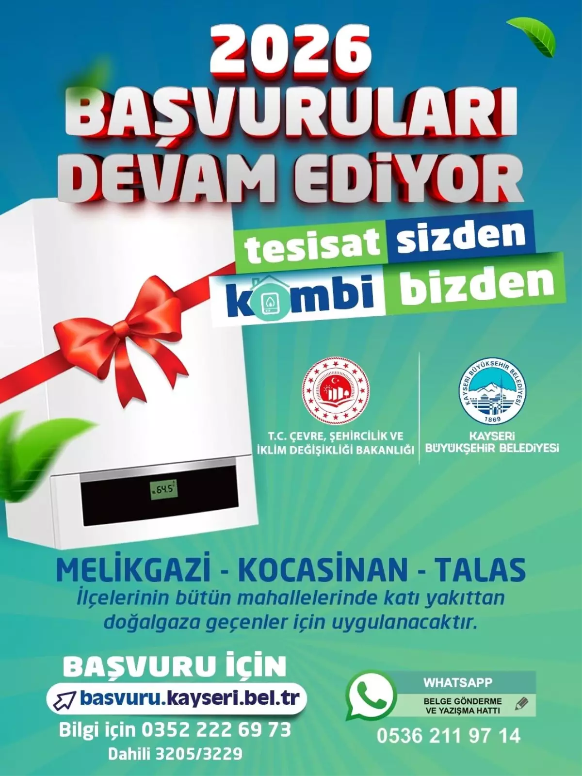 Büyükşehirin \'Tesisat Sizden, Kombi Bizden\' projesi başvuruları devam ediyor