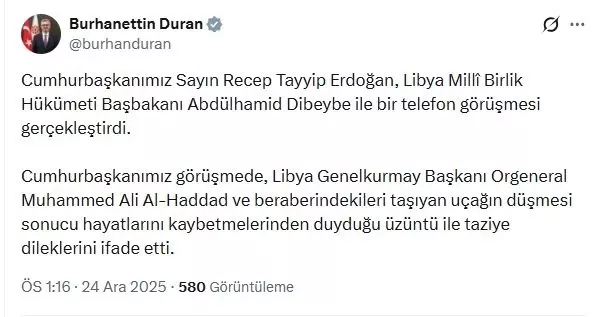 Cumhurbaşkanı Erdoğan, Libya Başbakanı Dibeybe ile telefonda görüştü