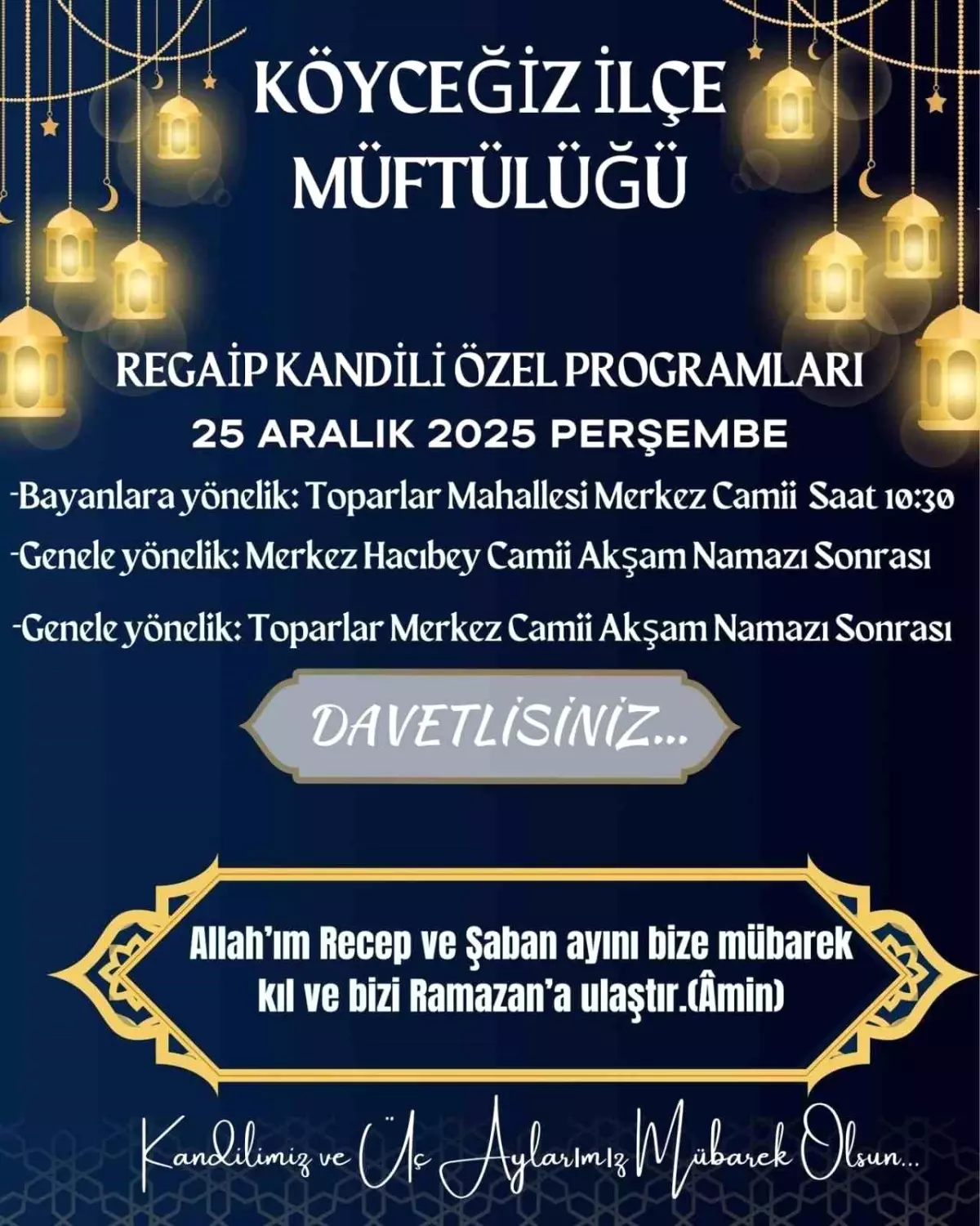 Köyceğiz\'de Regaip Kandili Programları