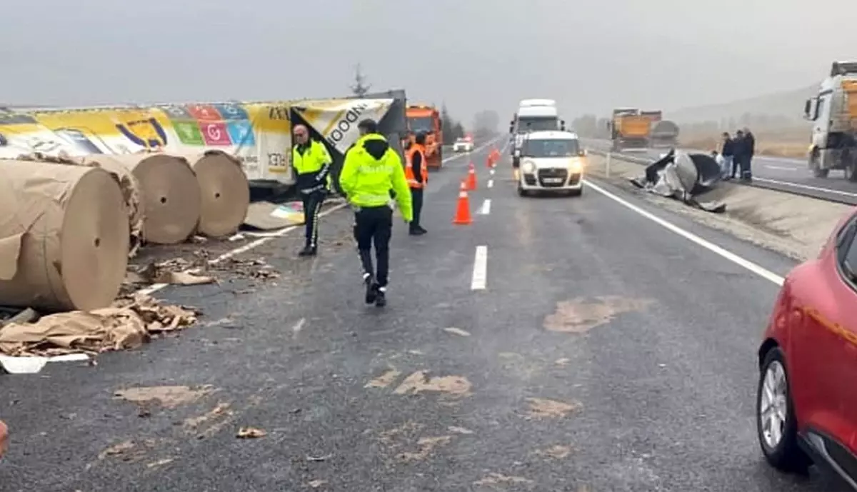 Domuzdan Kaçarken Kaza: Tır Devrildi