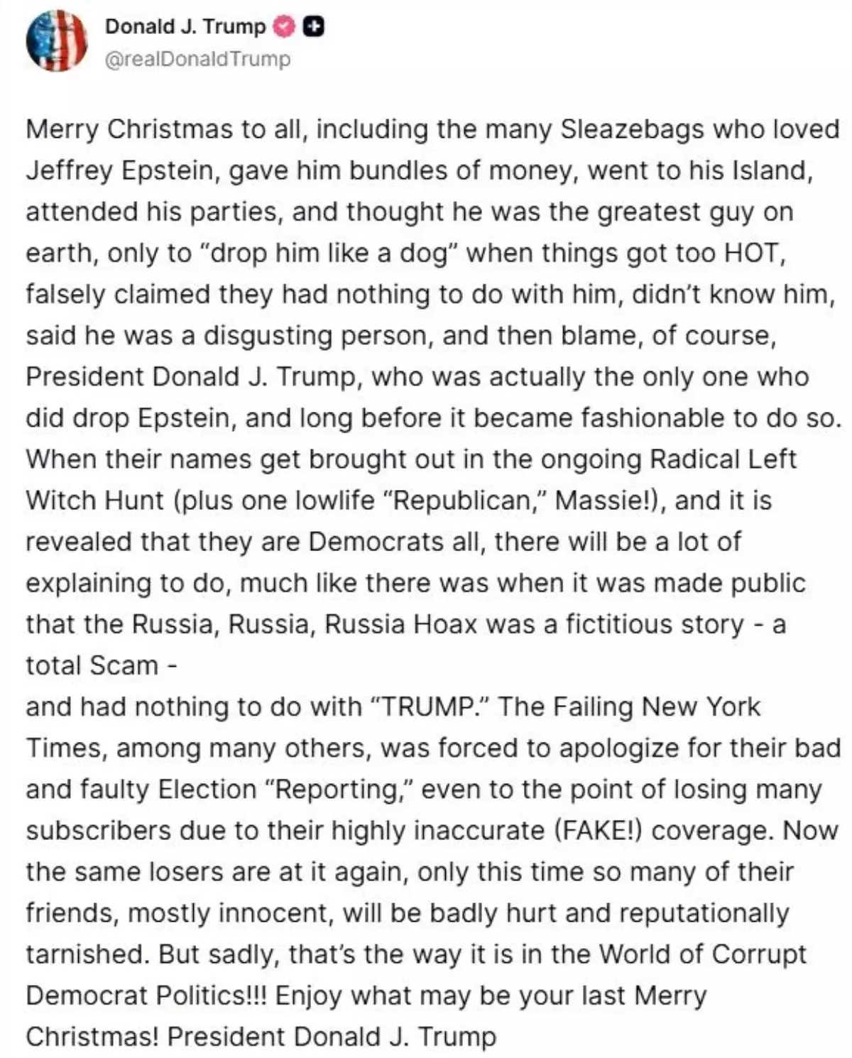 Trump\'tan Epstein Tartışmalarına Sert Yanıt