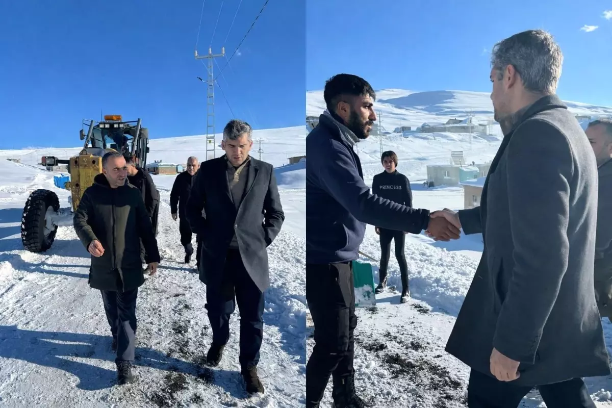 Diyadin\'de Kar Yağışı Köy Yollarını Kapatıldı