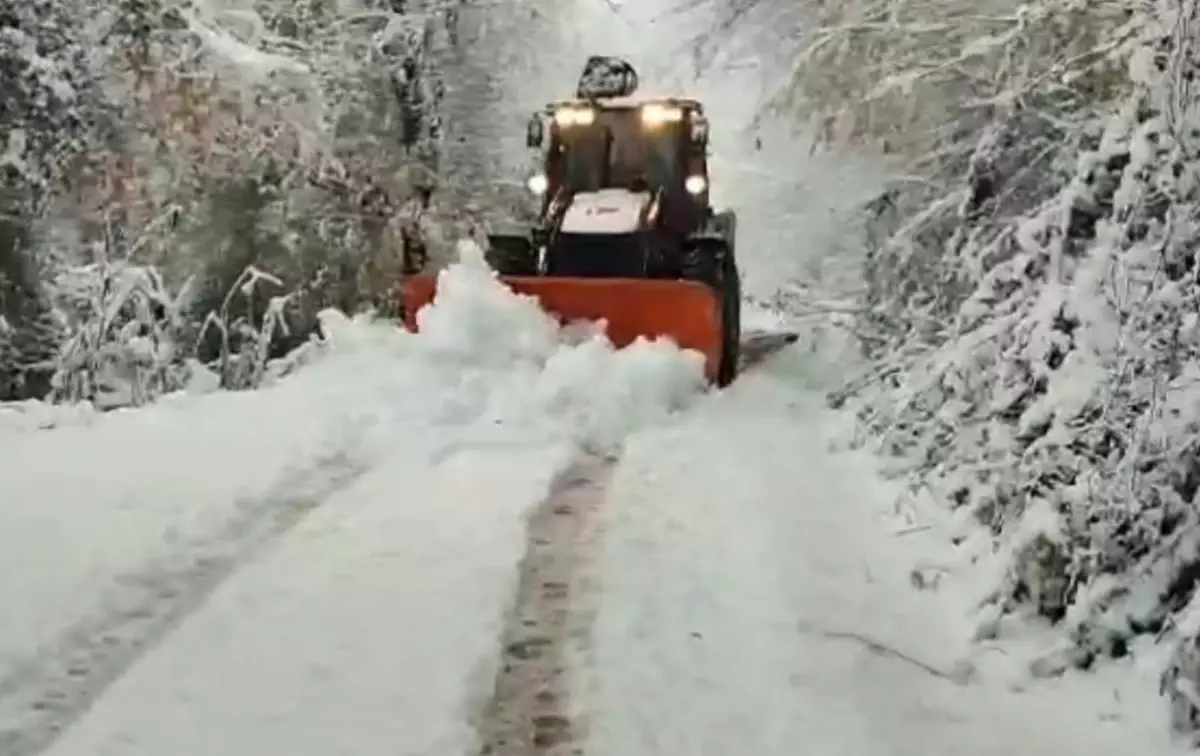 Düzce\'de Kar Yağışı 37 Köy Yolunu Kapadı