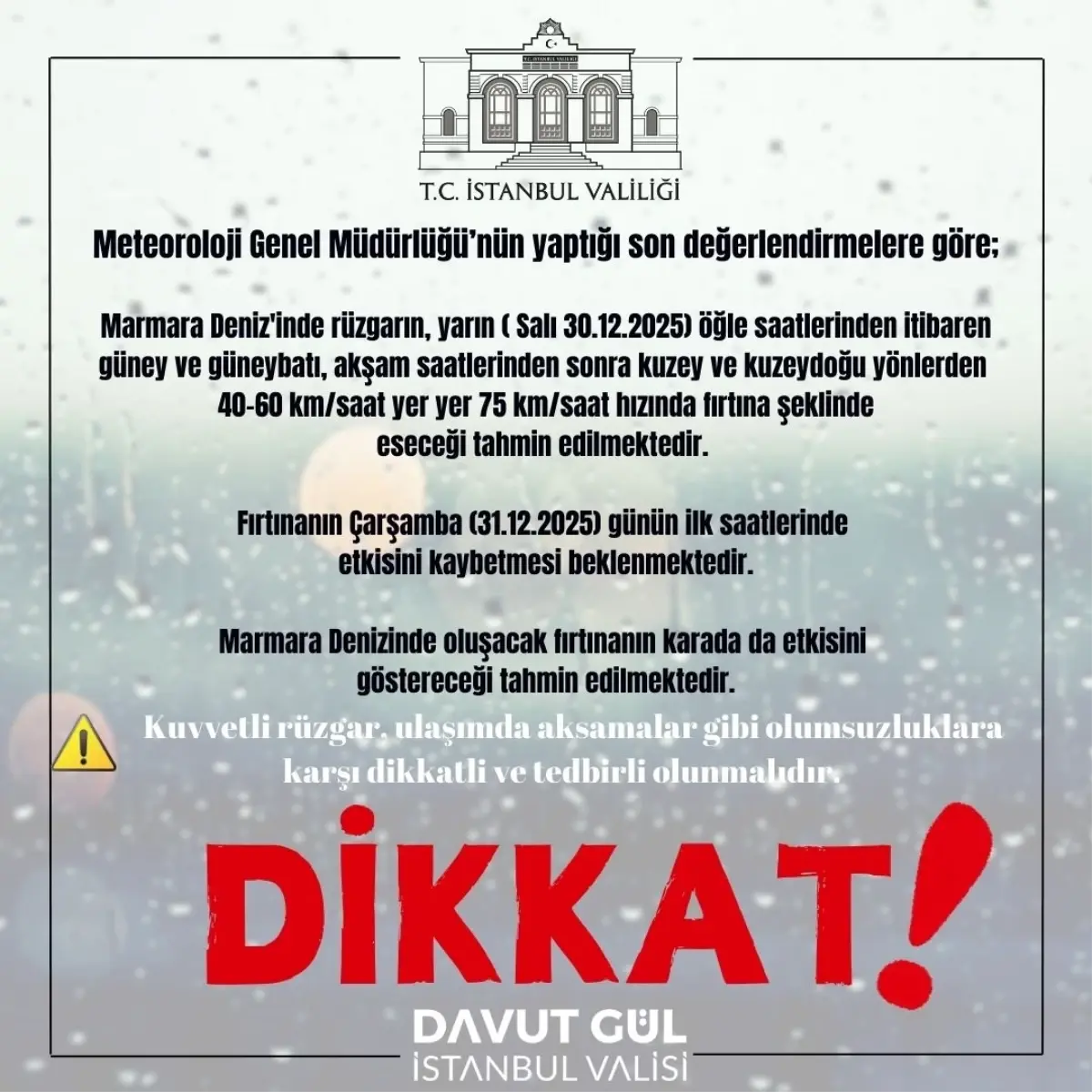 Marmara Denizi İçin Fırtına Uyarısı