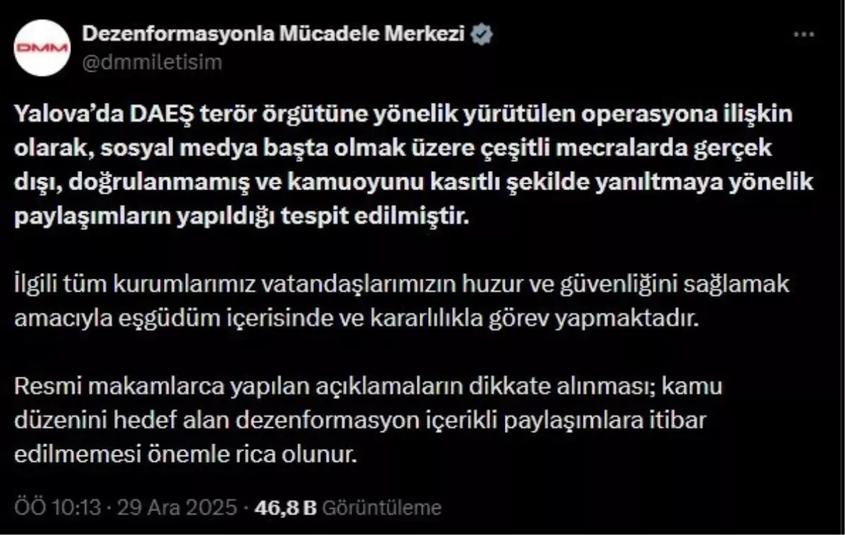 DMM\'den Dezenformasyon Uyarısı