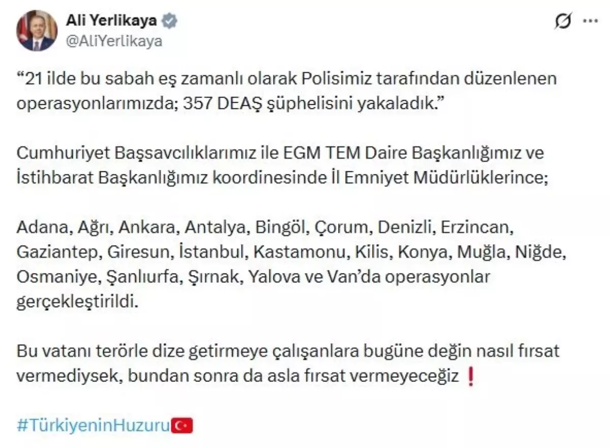 DEAŞ\'a Büyük Darbe: 357 Gözaltı