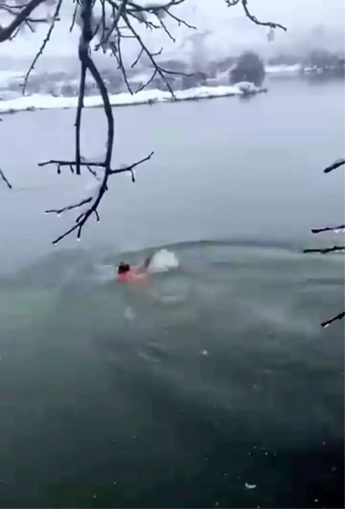 Diyarbakır\'da Kar Yağışında Nehre Giren Vatandaş