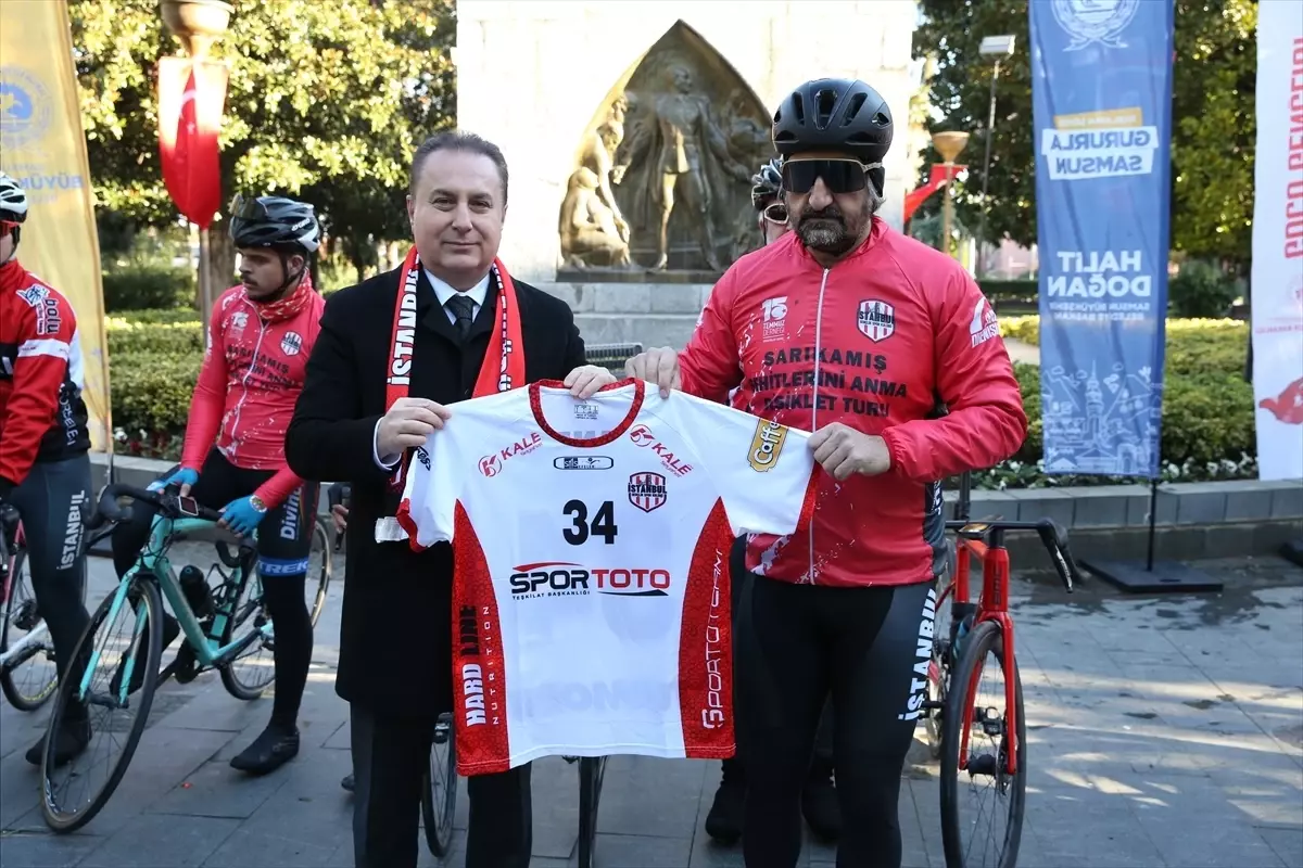 Sarıkamış şehitlerini anmak için İstanbul\'dan yola çıkan bisikletliler Samsun\'da