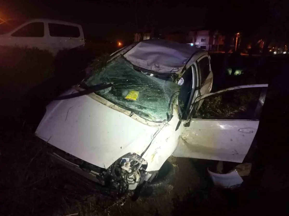 Alkollü Sürücü Su Kanalına Uçtu