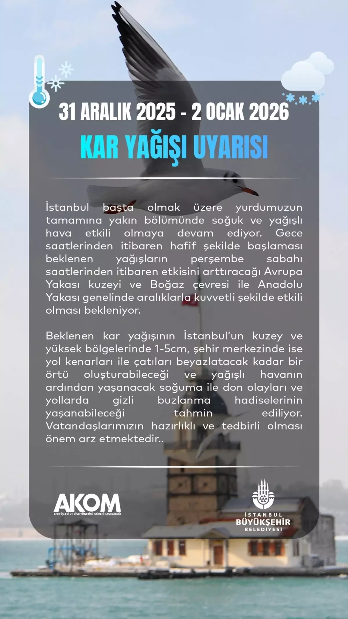 AKOM'dan İstanbul için yeni uyarı: Yarın etkisi artacak, kar kalınlığı...