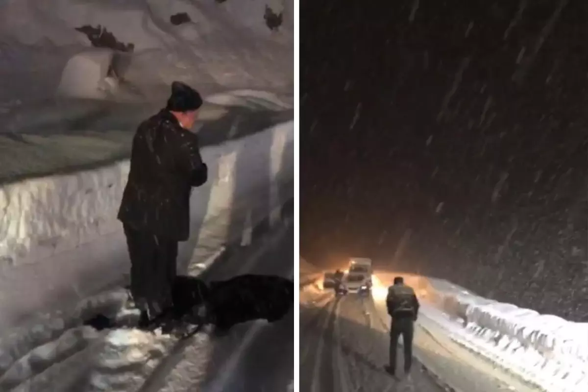 Kar ve tipi ulaşımı hayatı felç etti! Fırtınaya rağmen namazını kıldı