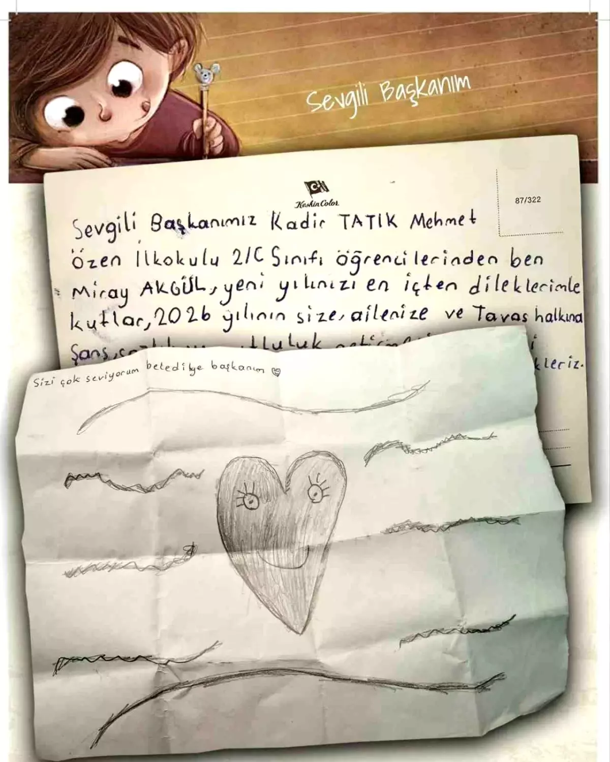 Küçük Miray\'ın yeni yıl mektubu Başkan Tatık\'ı duygulandırdı