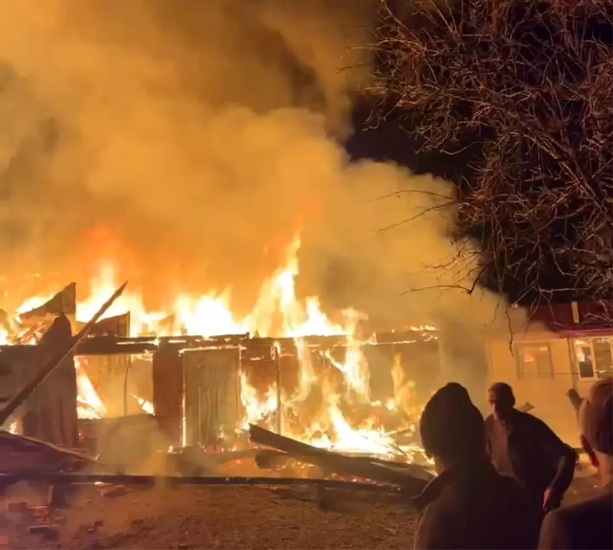 Samsun\'da gece yarısı korku dolu anlar: Kırsal mahallede iki ev alevlere teslim oldu