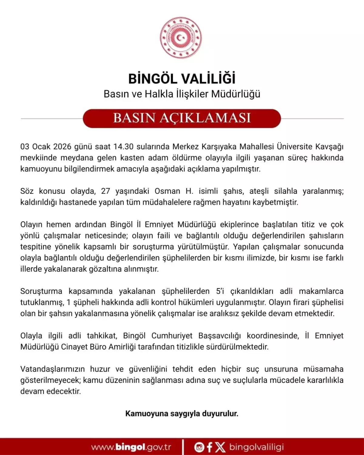 Bingöl\'de Cinayet: 6 Gözaltı, 5 Tutuklama