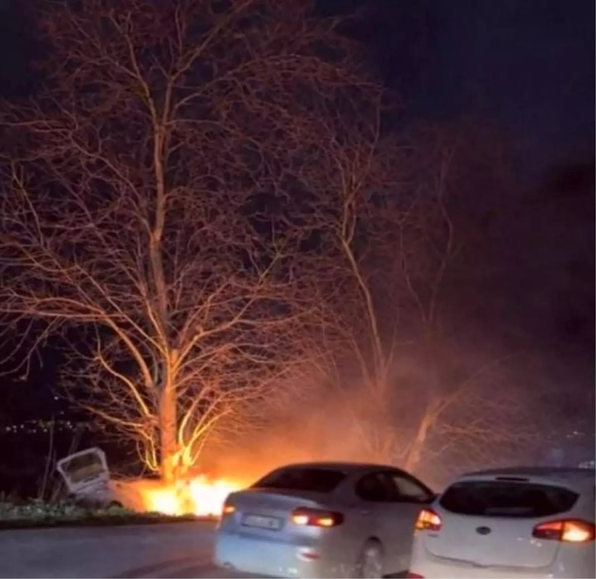 Bursa\'da otomobil yangınına vatandaş müdahale etti