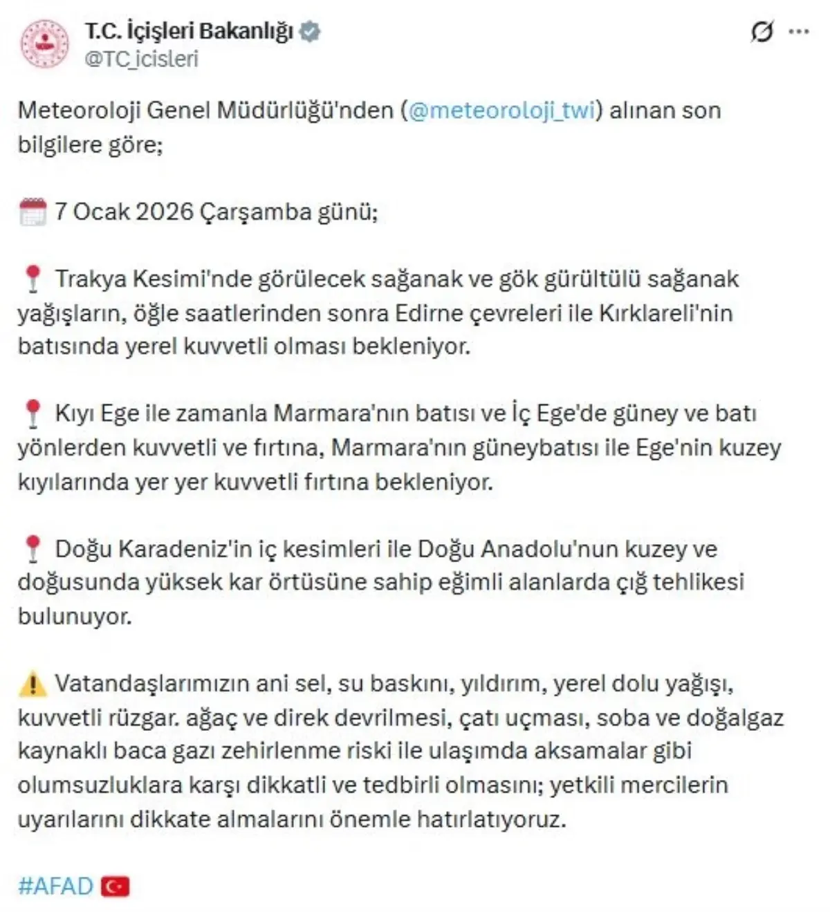 Meteorolojik Uyarılar: Fırtına ve Çığ Riski