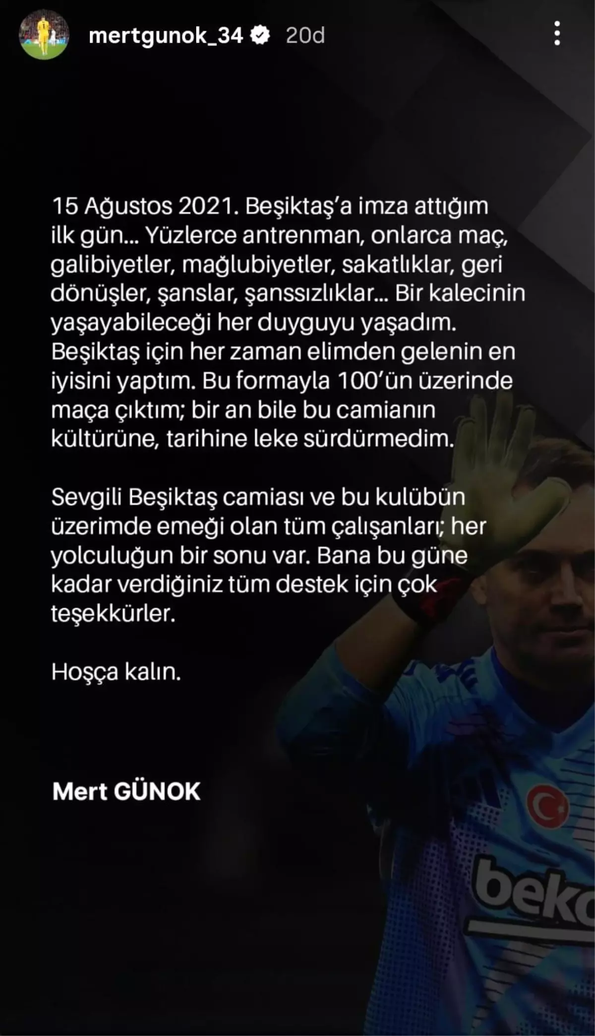 Mert Günok\'tan Beşiktaş\'a Veda