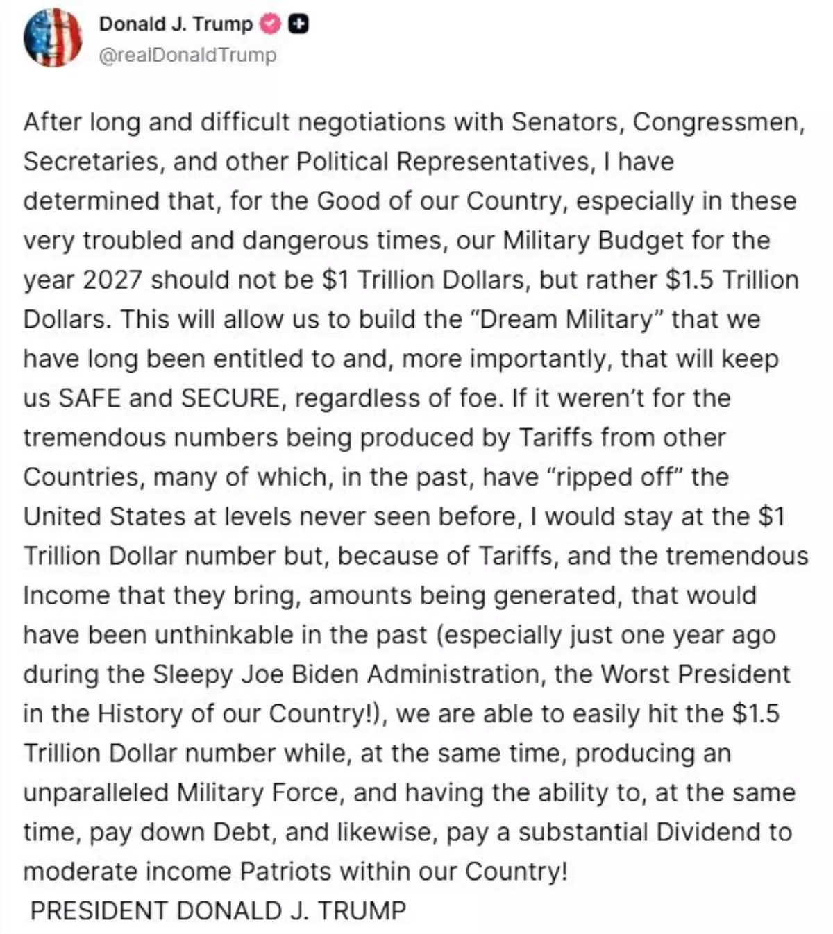 Trump, 2027 Askeri Bütçesini 1.5 Trilyon Dolar Olarak Belirledi