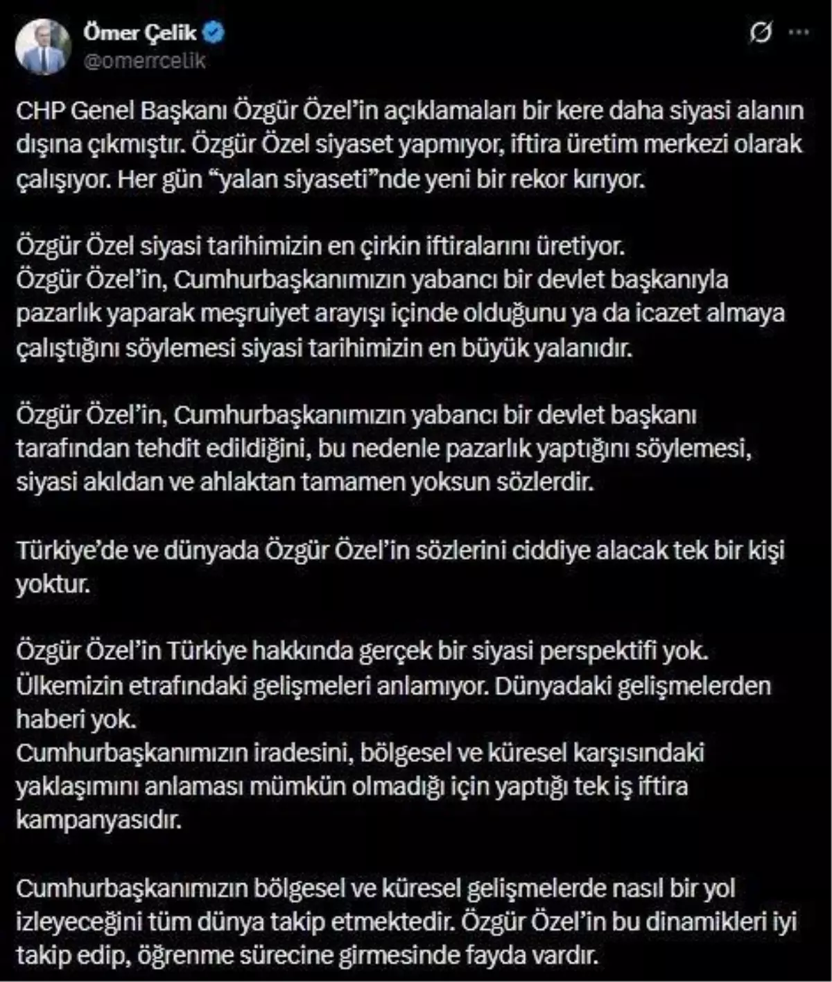 Çelik: Özgür Özel Yalan Üretiyor