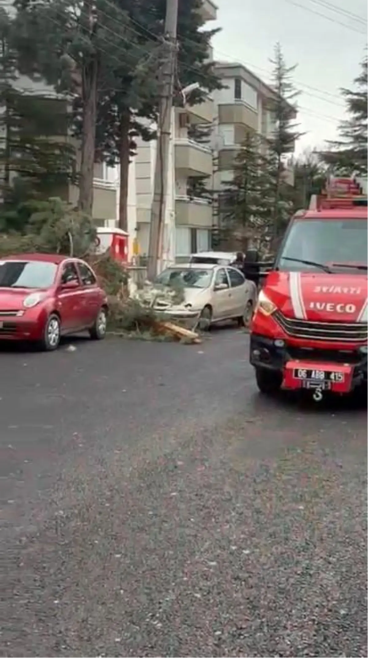 Beypazarı\'nda Fırtına Ağaç Devrildi