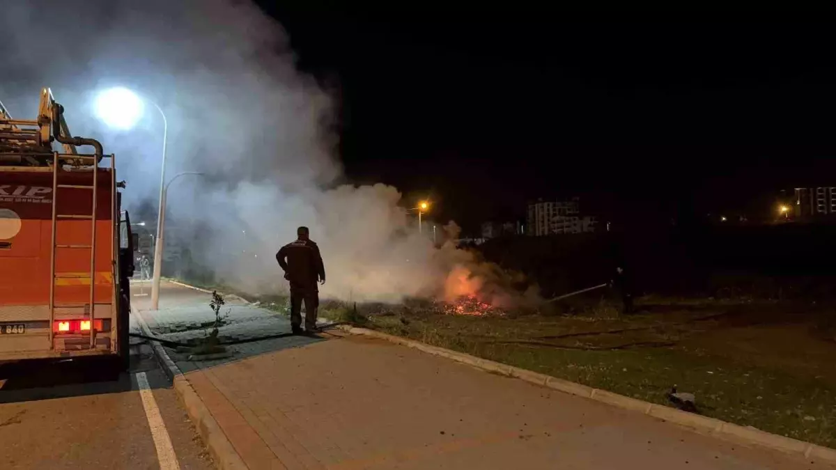Gazipaşa\'da çalılık yangını itfaiye ekiplerince söndürüldü