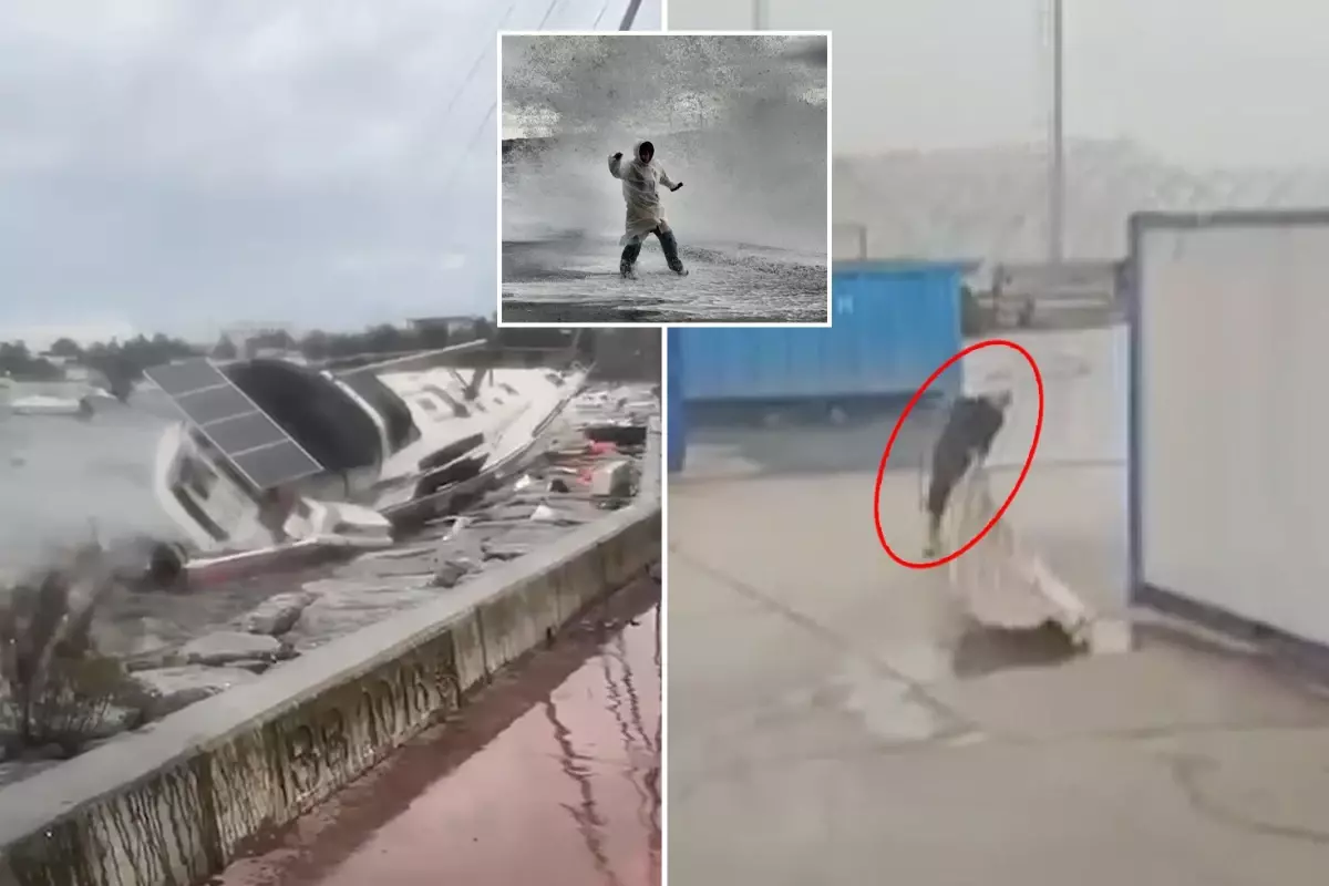 İstanbul\'u fırtına vurdu! Dev dalgalar tekneyi oyuncak gibi savurdu