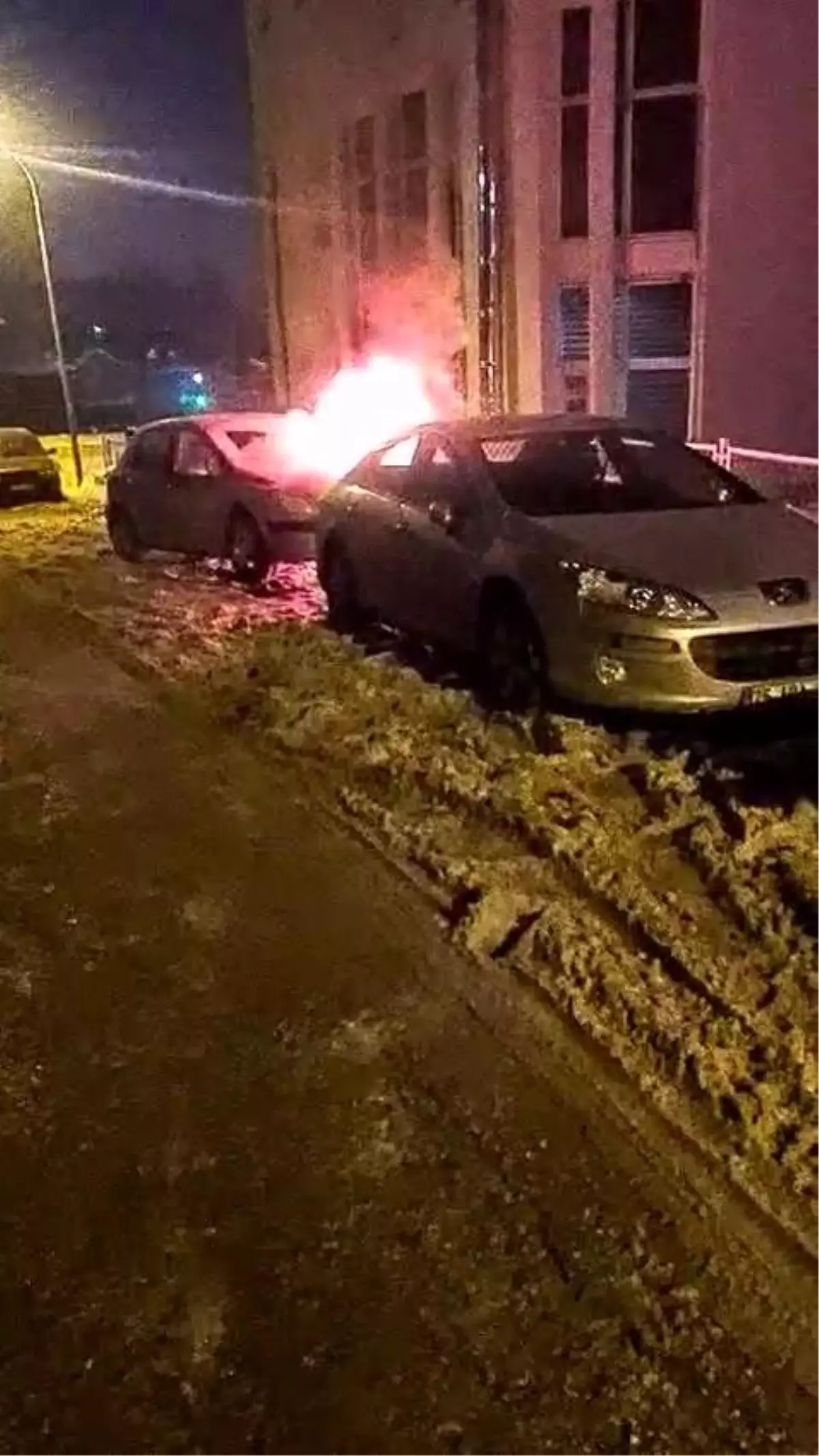 Erzurum\'da Park Halindeki Araç Yandı