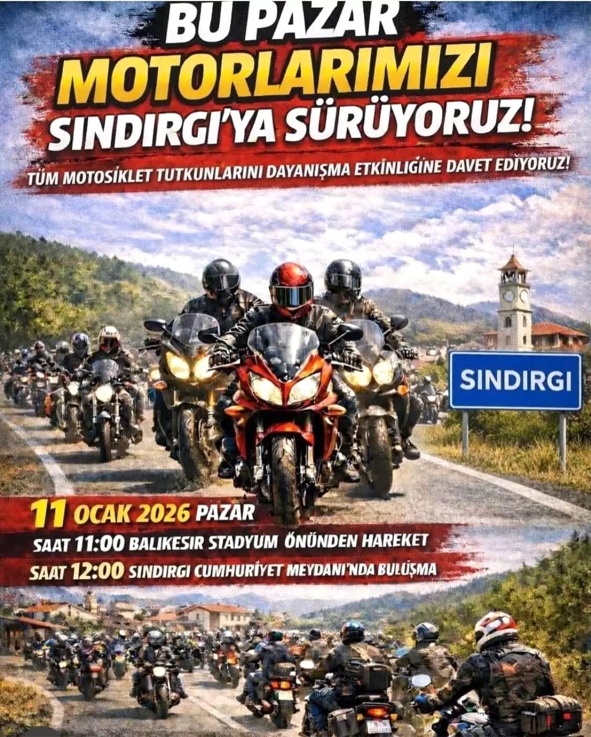 Motosiklet Tutkunları Sındırgı İçin Yola Çıkıyor
