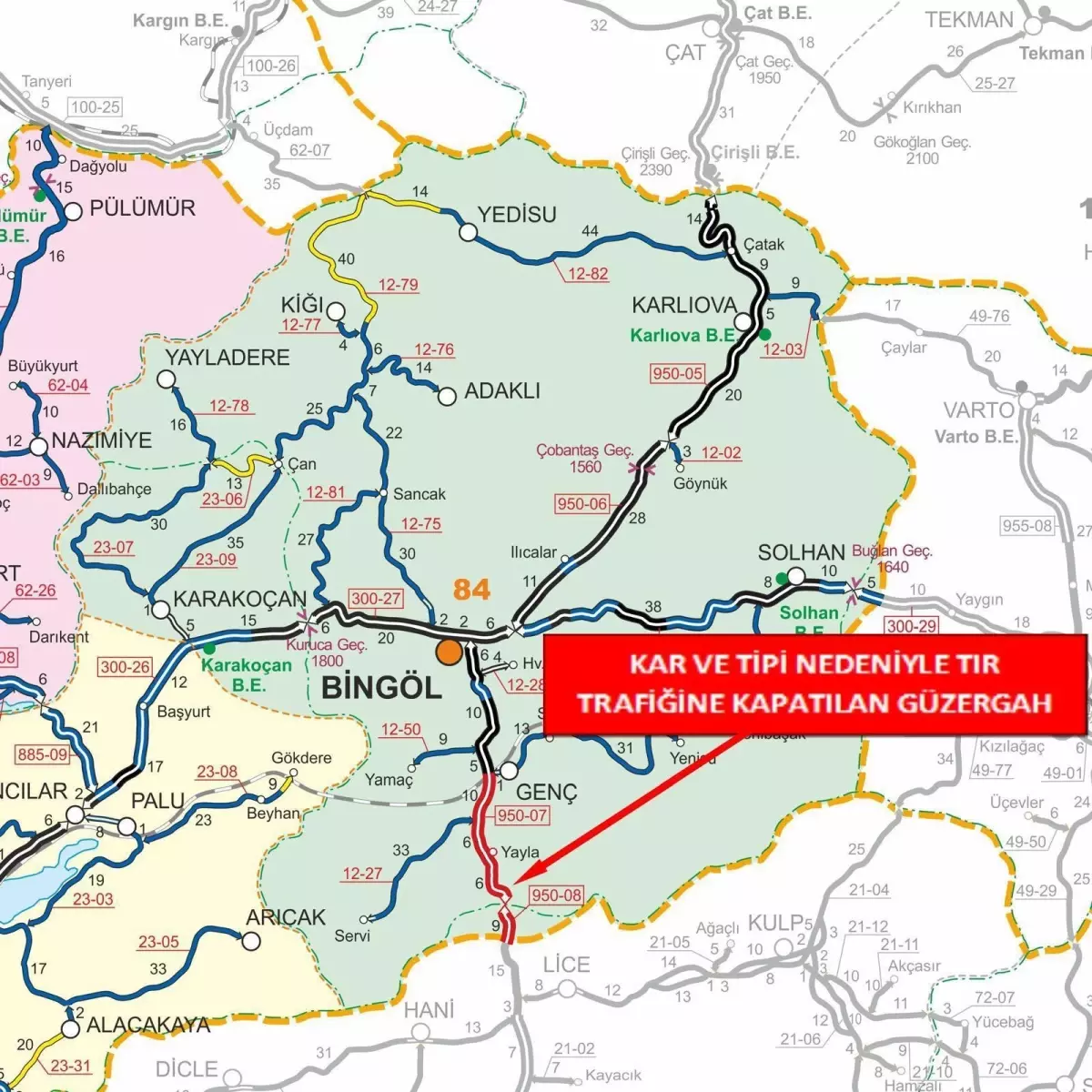 Bingöl-Diyarbakır Yolu TIR Trafiğine Kapandı