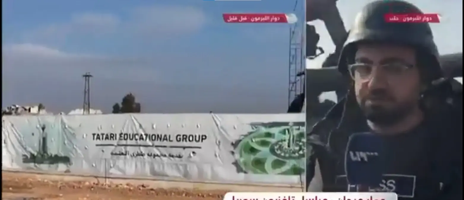 Suriyeli gazeteciye canlı yayında tank çarptı