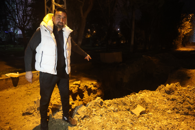 Vatandaşın tepkisine aldırış etmedi, kanalizasyona beton döktü