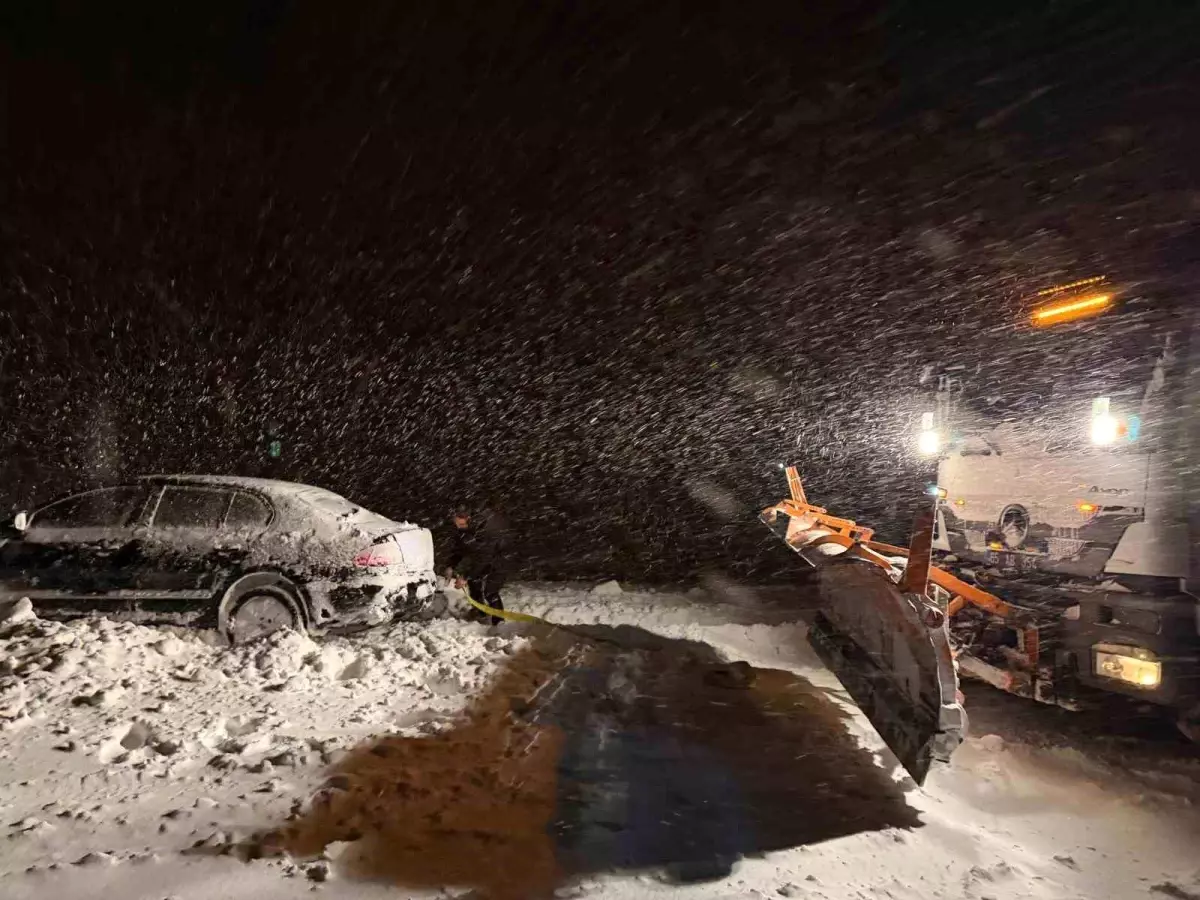 Başkale\'de yoldan çıkan otomobil kara saplandı