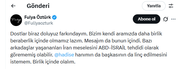 Hadise'nin İran paylaşımı tartışma yarattı: Fulya Öztürk'ten Gazze hatırlatması