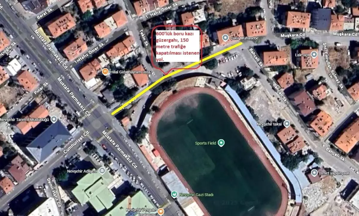 Nevşehir Bahçelievler Mahallesi\'nde geçici trafik düzenlemesi