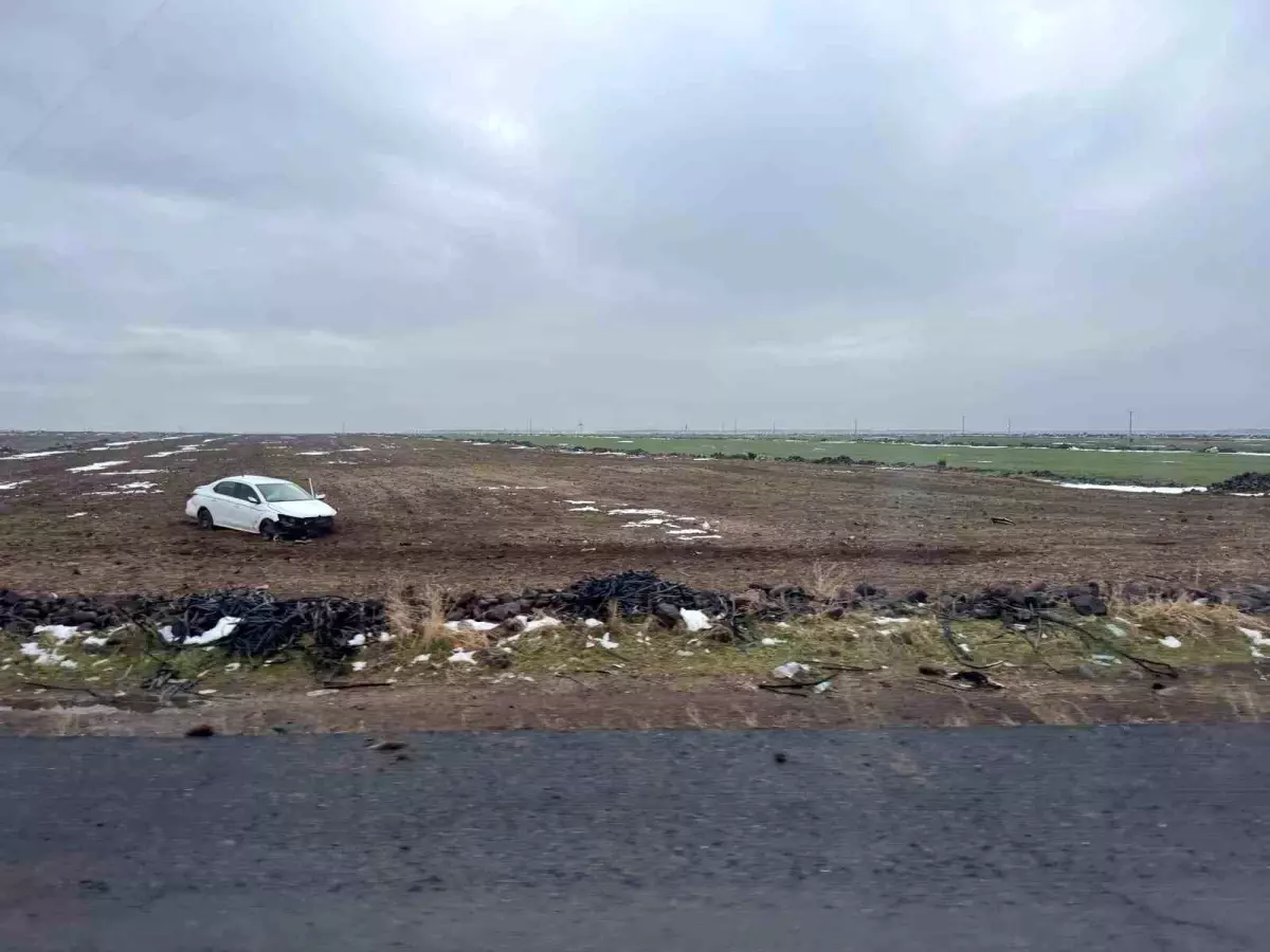 Diyarbakır\'da Otomobil Tarlaya Uçtu